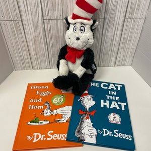 Dr. Suess The Cat in the Hat Plush & Book Lot